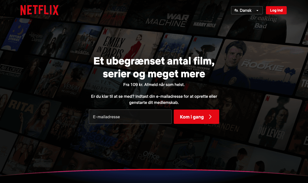 Netflix Danmark forside — fra 109 kr./md.